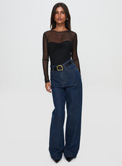 Nicolo High Rise Straight Leg Jeans Mid Raw Denim