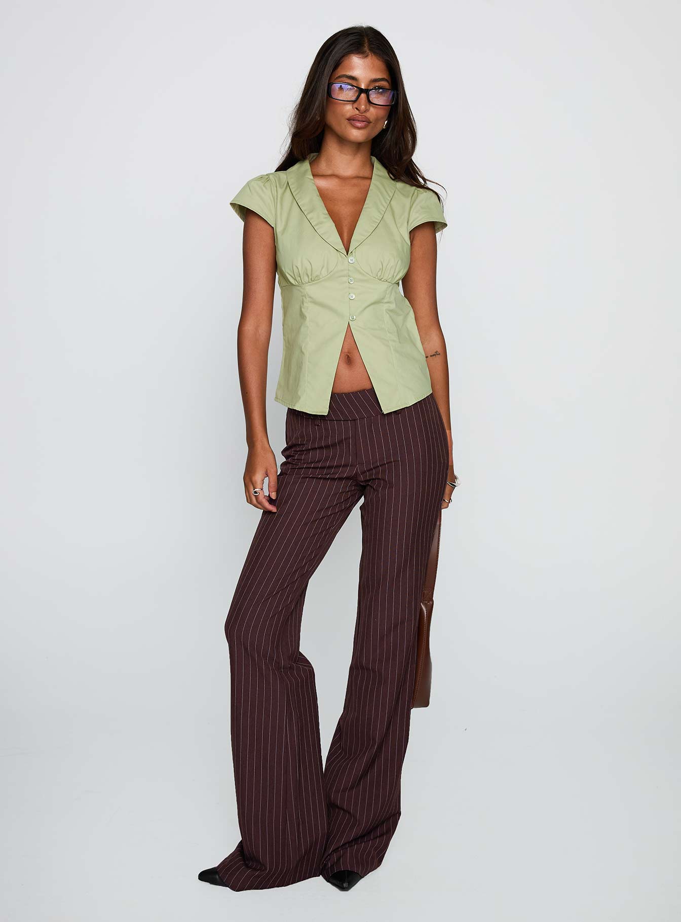 Crowd Control Collared Top Sage