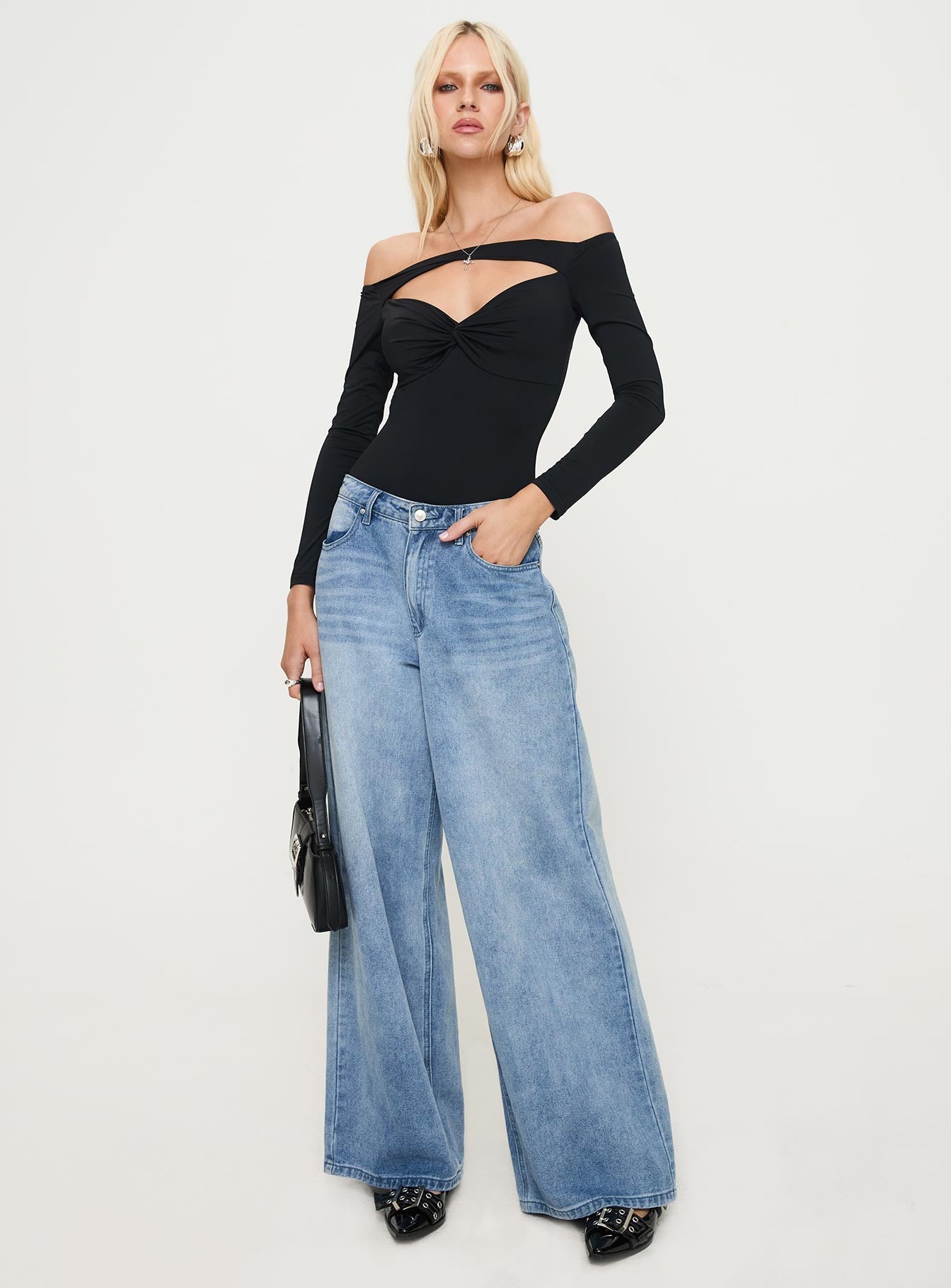 Bleue Long Sleeve Bodysuit Black