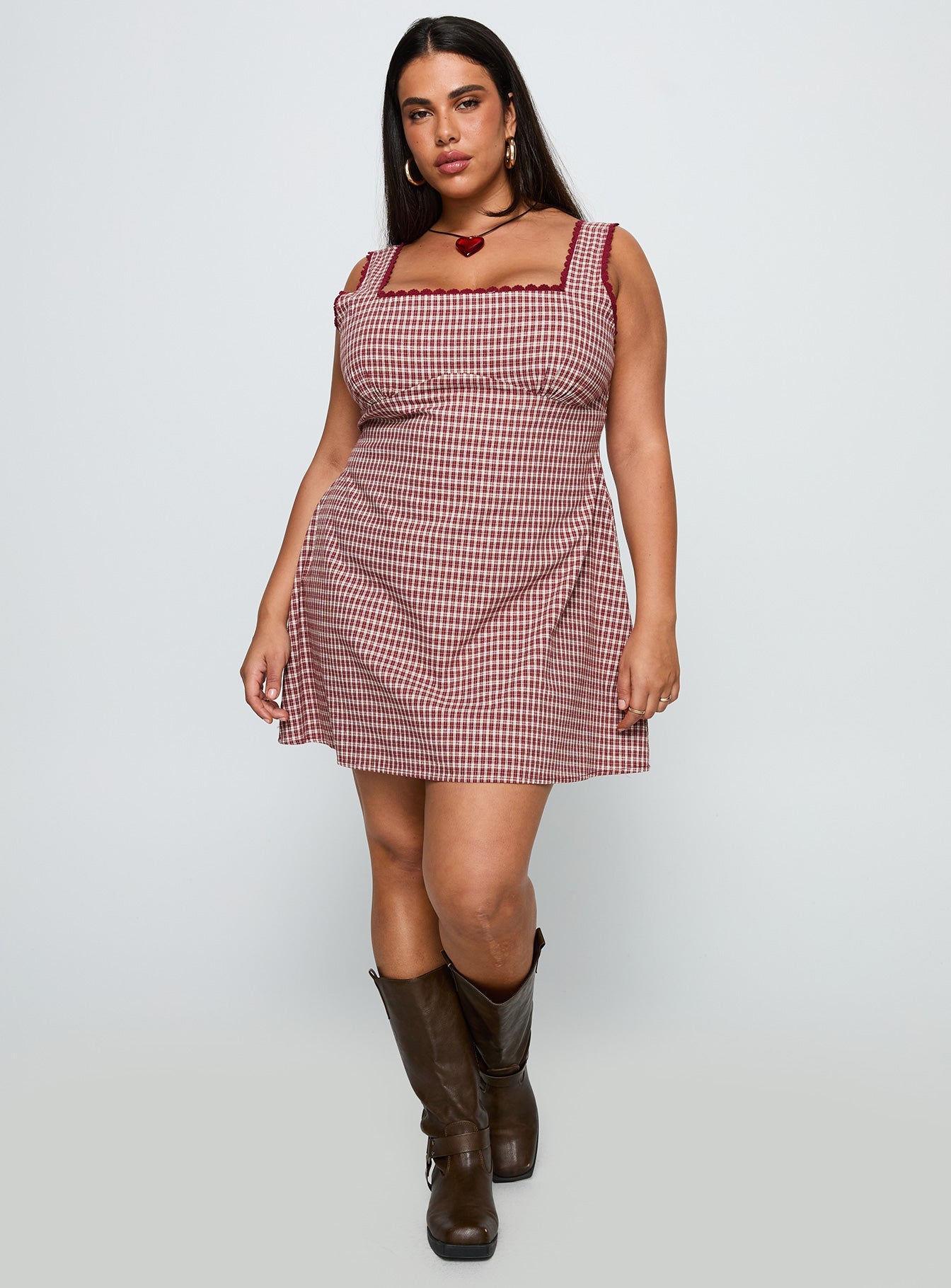 Dasha Mini Dress Red Check Curve