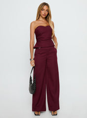 Keighly Strapless Draped Top Berry Pinstripe