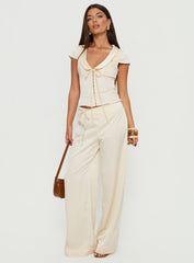 Aubrette Satin Tie Pants Cream