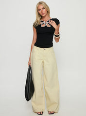 Ramos Low Rise Wide Leg Jeans Butter Lemon