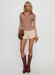 Alma Mater Top Red Check