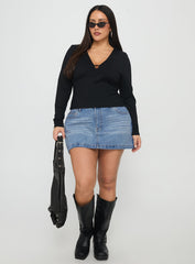 Fossils Denim Mini Skirt Blue Curve