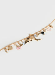 Antiqued Charm Necklace Gold