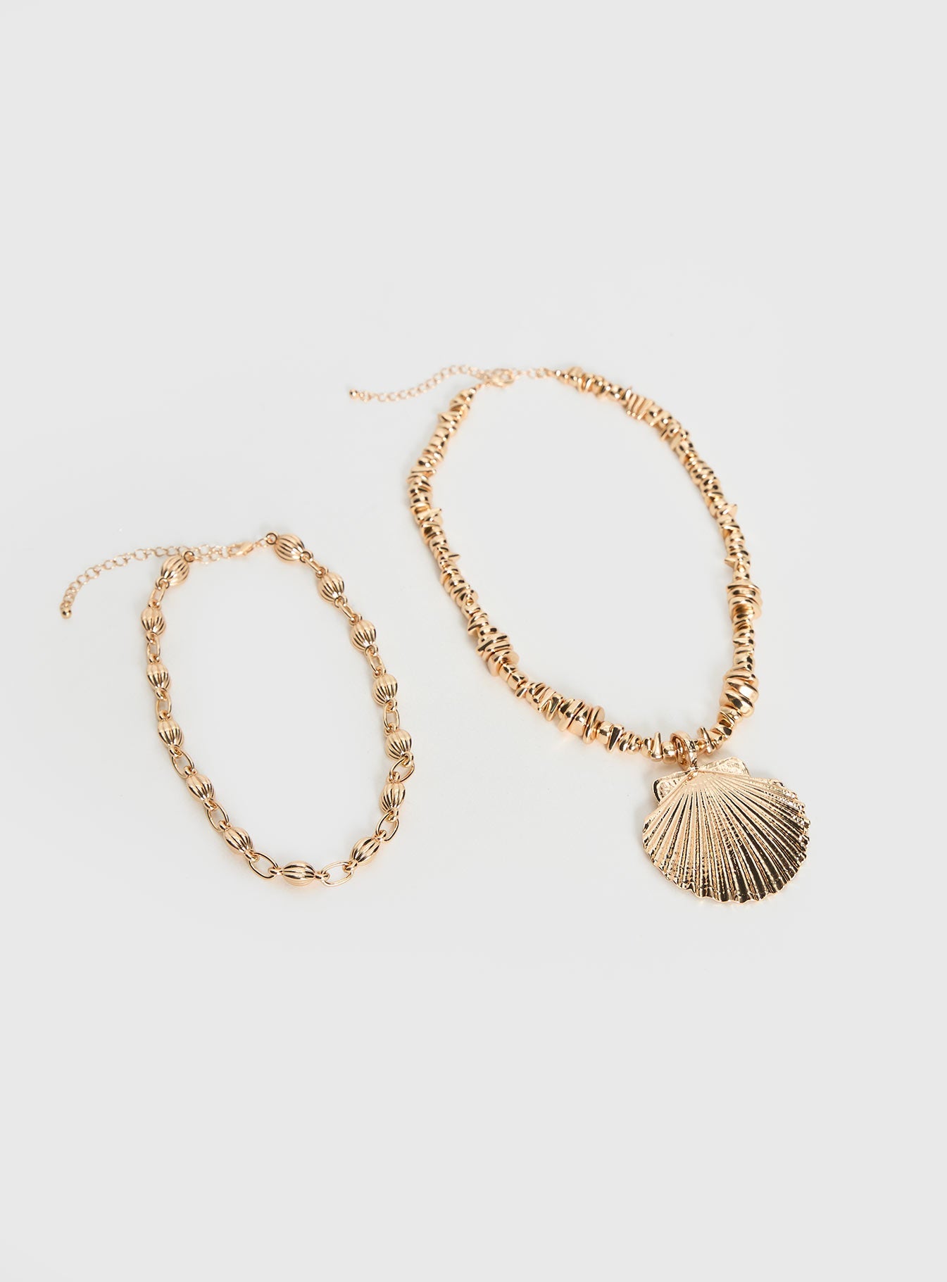 Clear Vision Shell Layered Necklace Gold