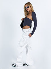 Miami Vice Mid Rise Straight Leg Cargo Pants White