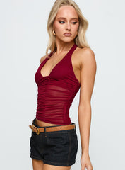 Edge Of Seventeen Mesh Top Wine