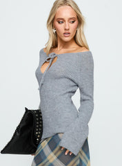 Luxie Tie Detail Knit Sweater Grey