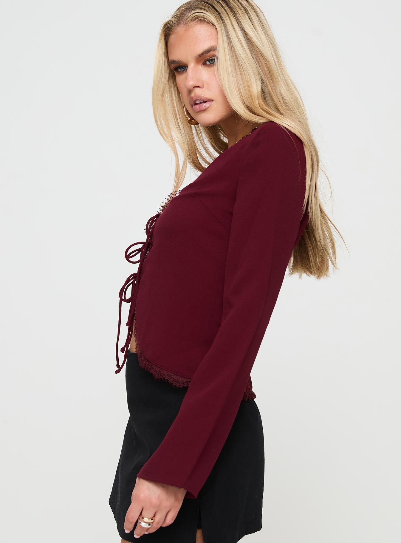 Hagner Long Sleeve Top Burgundy