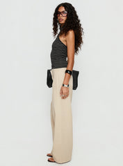 Dolley Star Stitch Mid Rise Wide Leg Jean Ecru