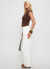 Taji Mid Rise Wide Leg Jeans White