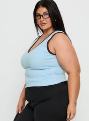 Baseline V Neck Rib Tank Top Blue / Brown Curve