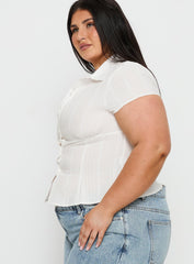 Cottesloe Blouse Top Textured White Curve