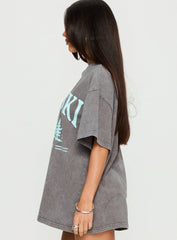 Apres Ski Valley Oversized Graphic Tee Charcoal