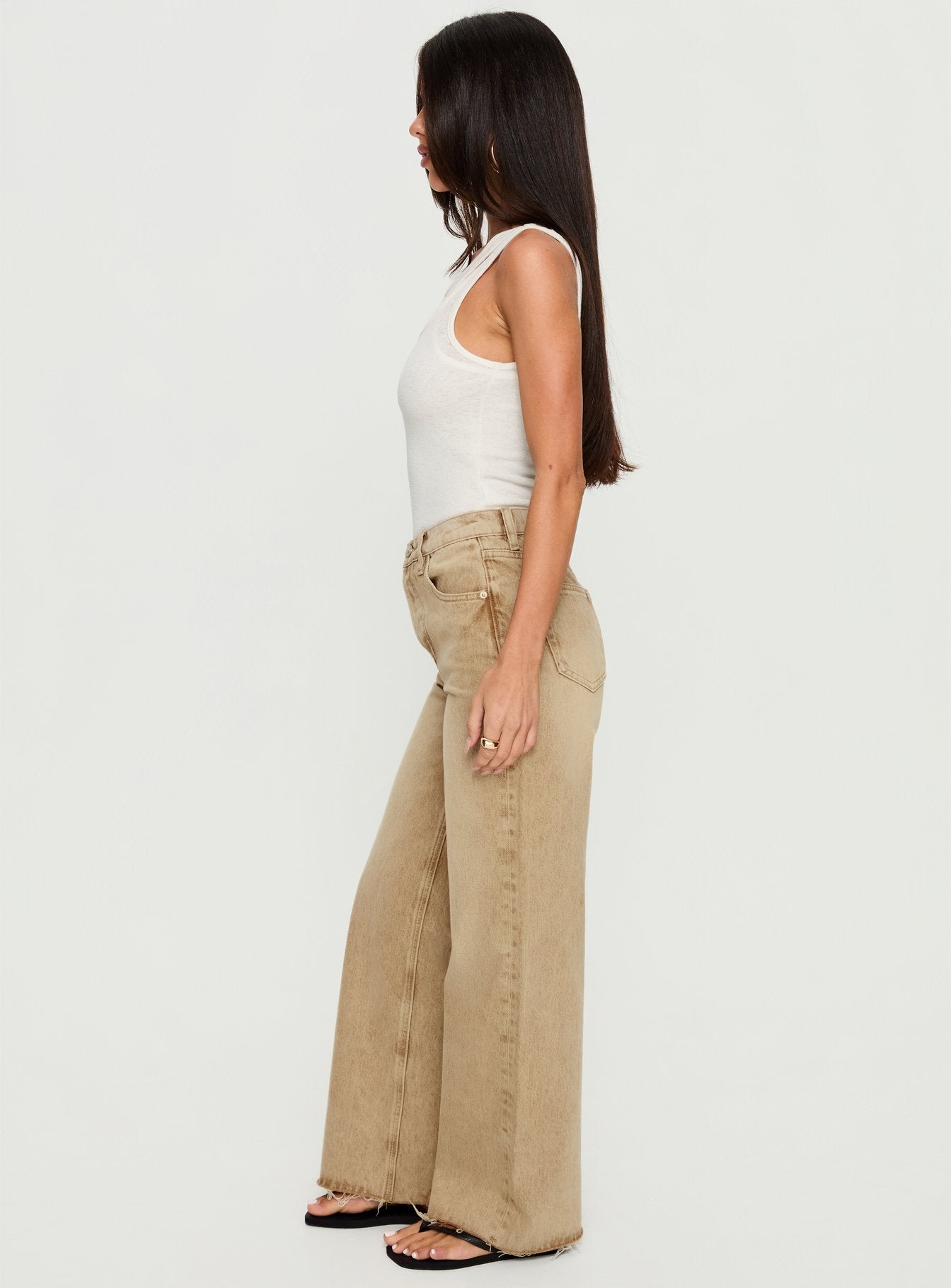 Fawcett High Rise Straight Leg Jeans Tan