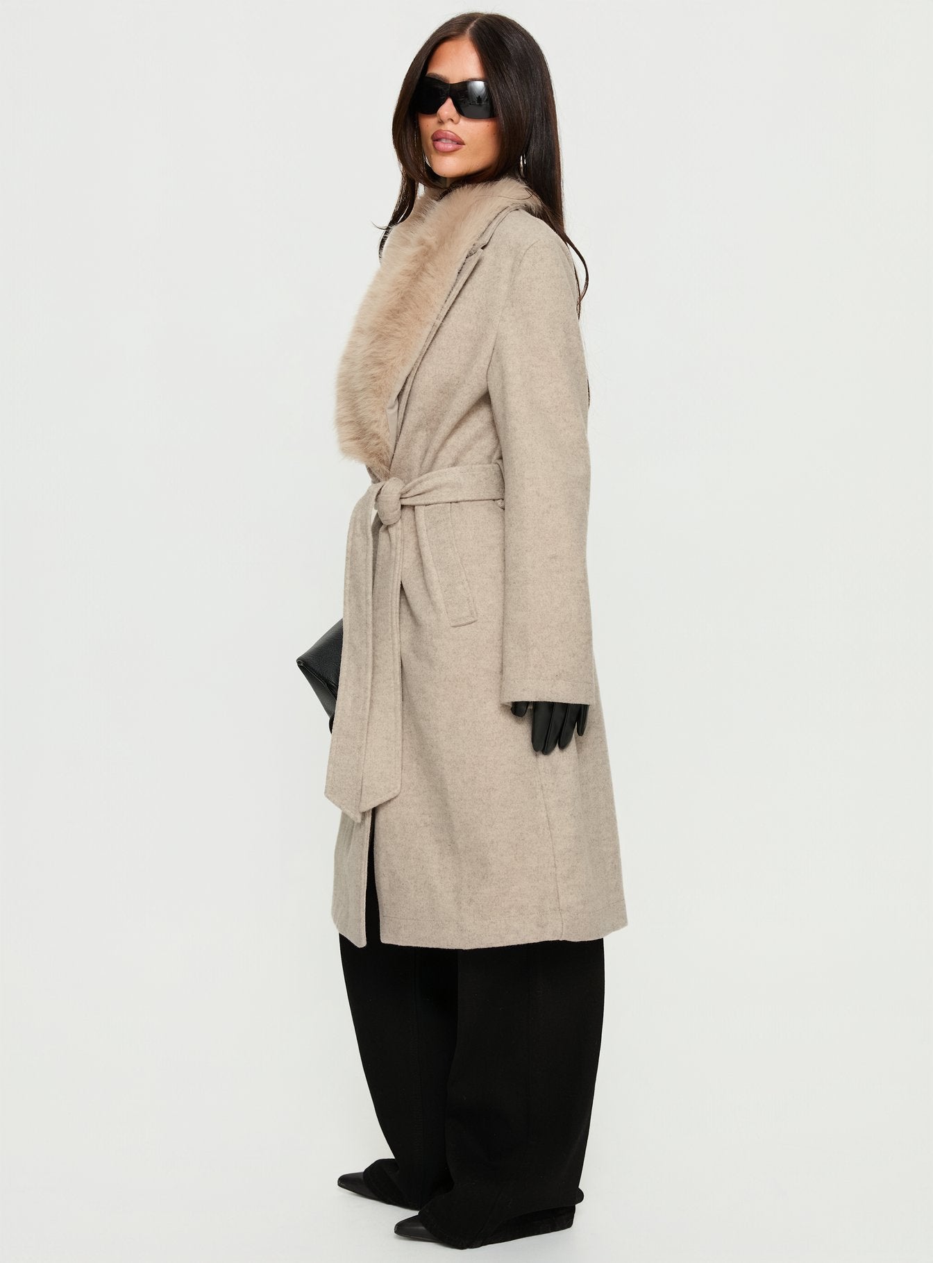 Hallyn Faux Fur Collar Coat Beige
