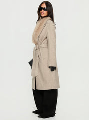 Hallyn Faux Fur Collar Coat Beige
