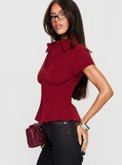 Cottesloe Cord Blouse Top Wine