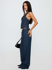 Top Model Low Rise Straight Leg Jeans Indigo Plaid