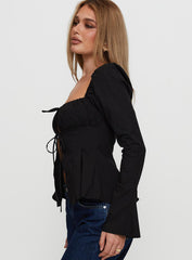 Lilibette Tie Up Long Sleeve Top Black