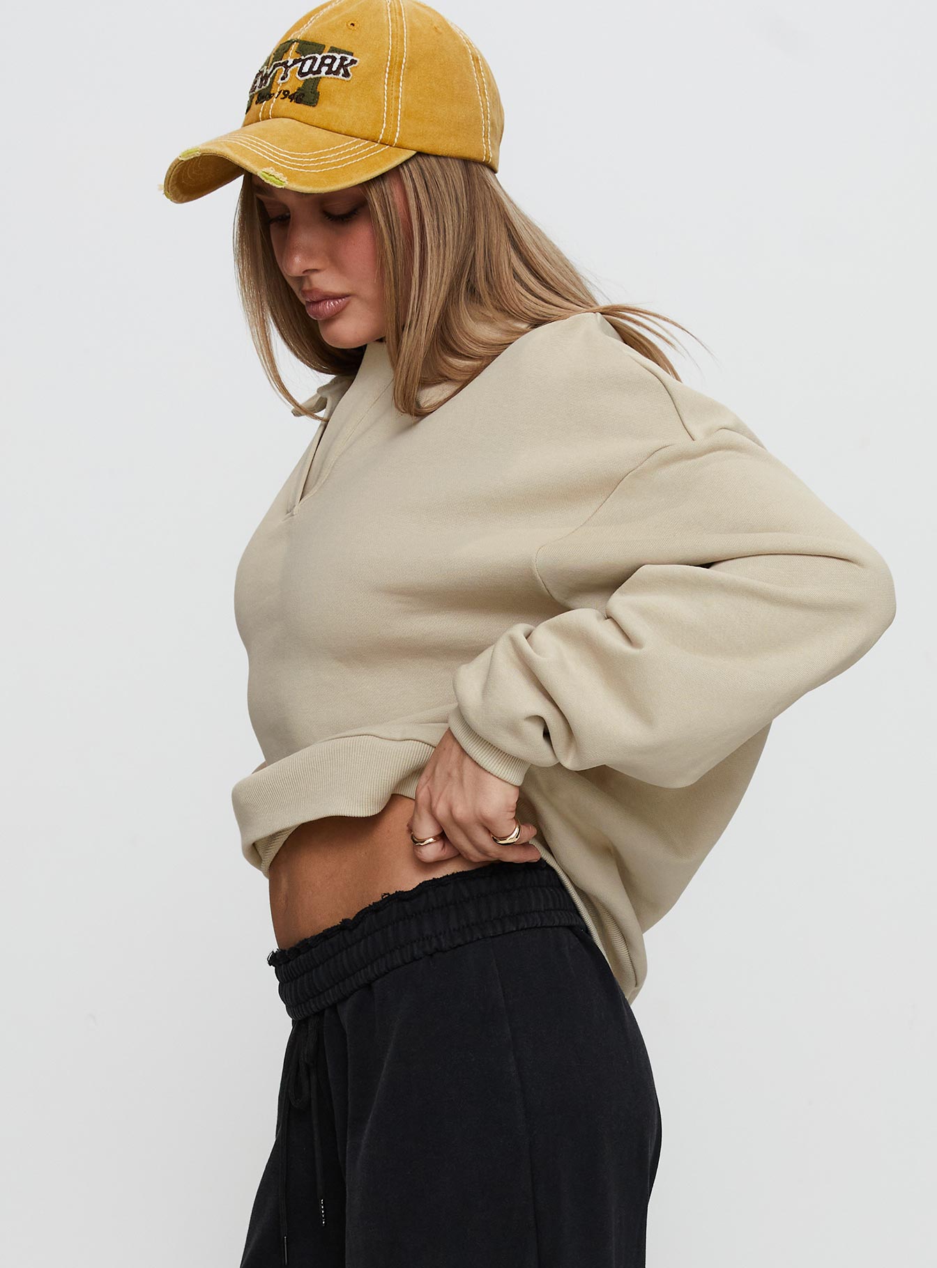 Back Around Collared Fleece Jumper Oat