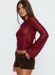 Evanne Long Sleeve Knit Top Red