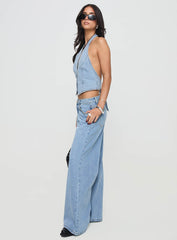 Pearlisle Low Rise Baggy Jeans Light Wash