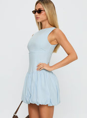 Cicely Bubble Hem Mini Dress Blue