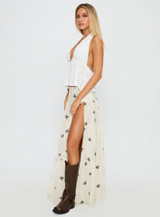 Cinnamon Embroidered Maxi Skirt Cream / Navy