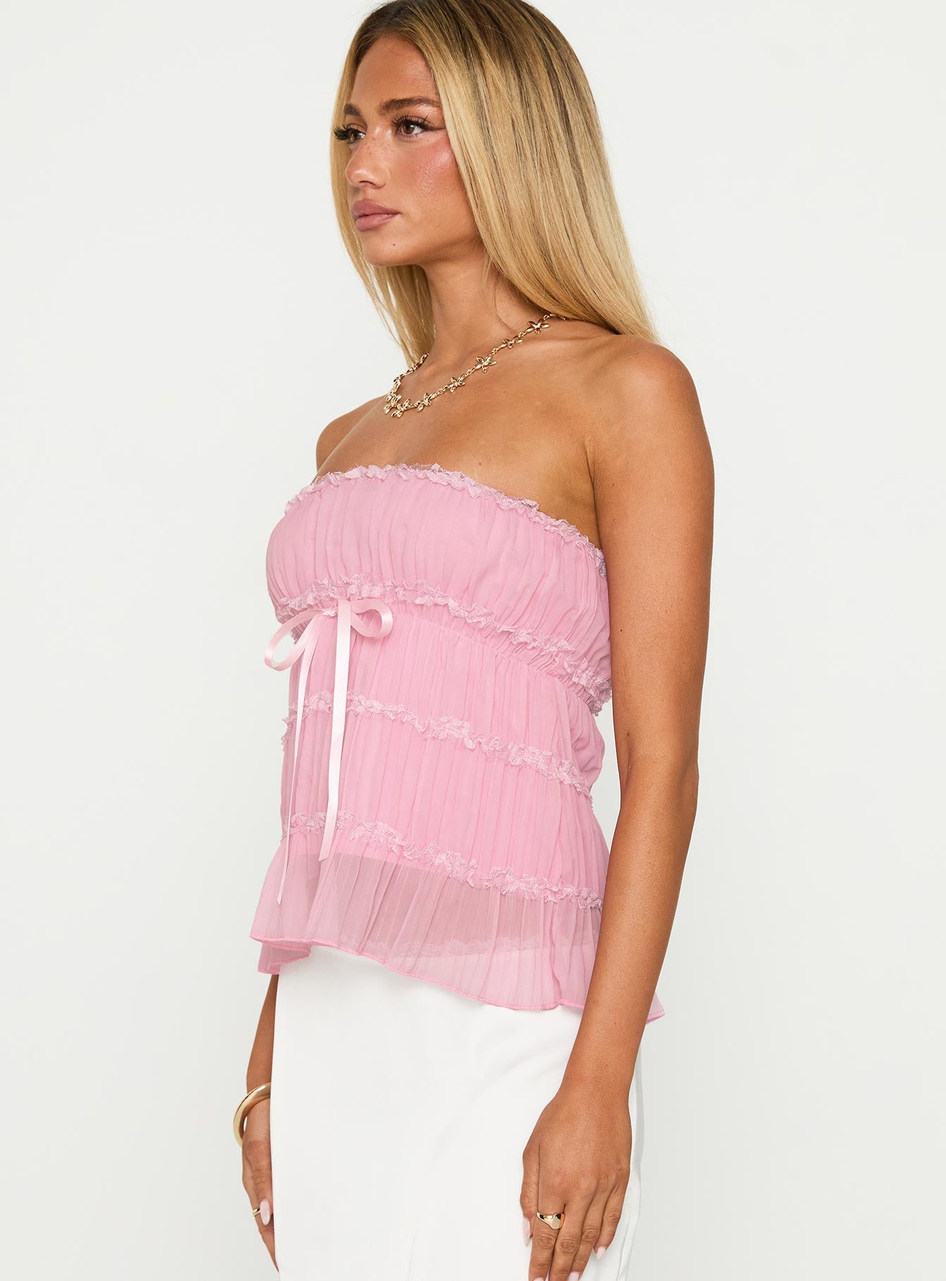 Avelina Strapless Top Pink