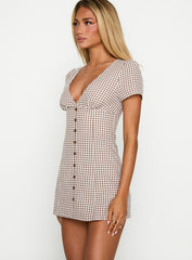 Loveliness Playsuit Brown Check Petite