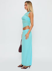 Aristocrat One Shoulder Mesh Set Blue