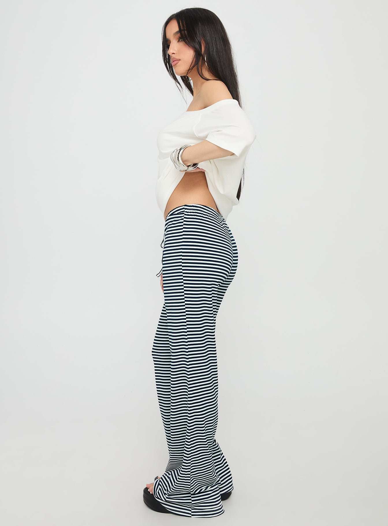 Alfreda Jersey Pants Navy Stripe