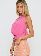 Carefree Days Cowl Neck Top Pink