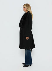 Hallyn Faux Fur Collar Coat Black