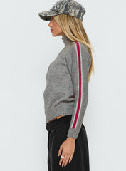 Caysey Zip Through Knit Sweater Grey