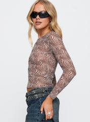 Believe Me Long Sleeve Top Zebra