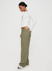 Louis Linen Blend Pants Olive