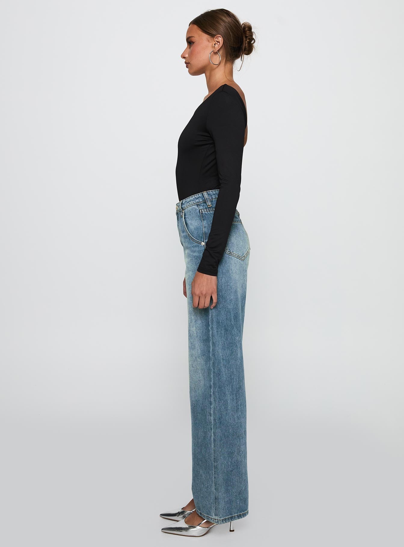 Sacramento High Rise Straight Leg Jeans Mid Blue Denim