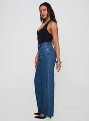 Kalinda High Rise Straight Leg Jeans Mid Blue