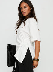 Agnessa Ruched Detail Oversized Tee White