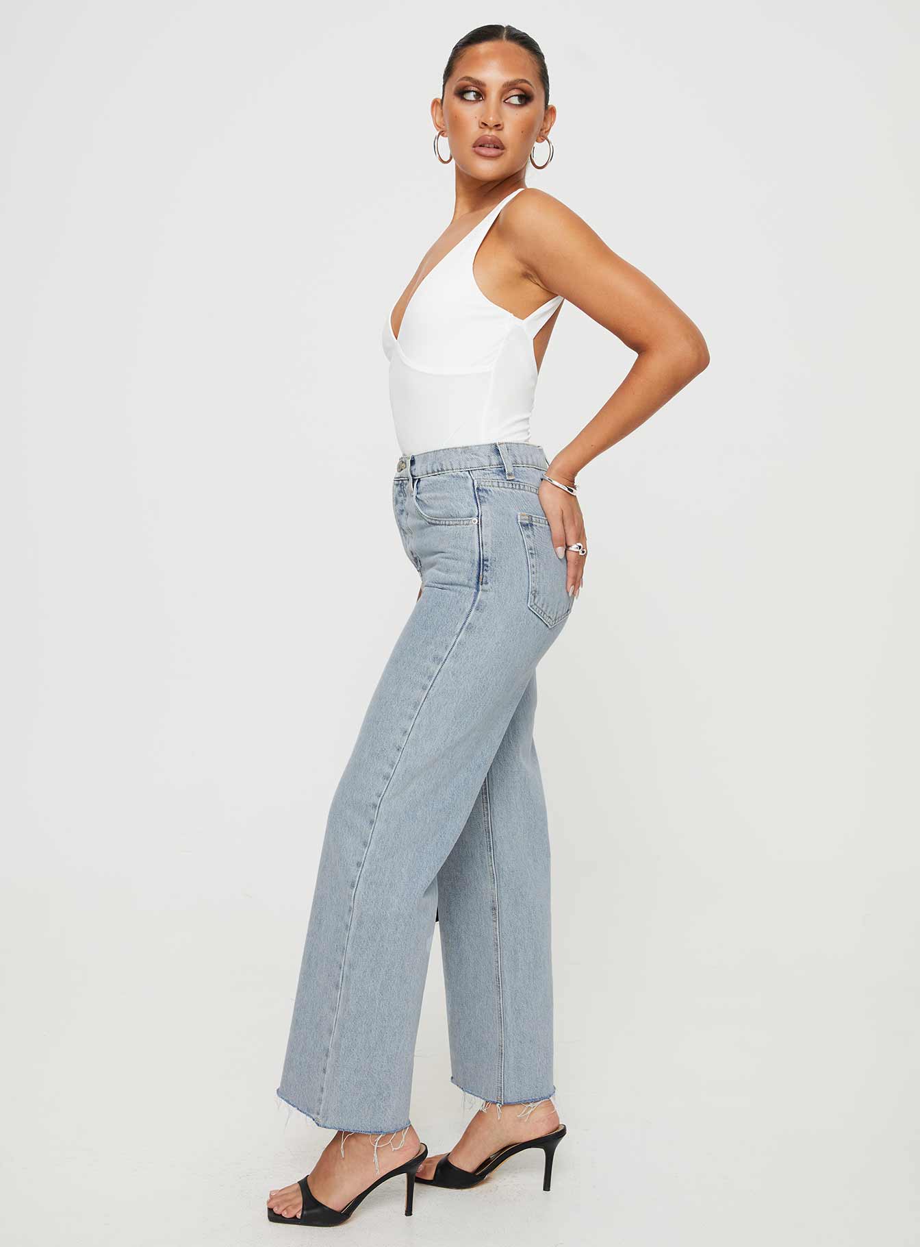 Fawcett High Rise Straight Leg Jeans Light Blue Wash