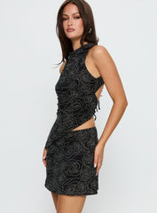 Forget Me Diamonte Mini Skirt Black