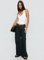 Supercut Low Rise Baggy Pleat Jeans Grunge Wash