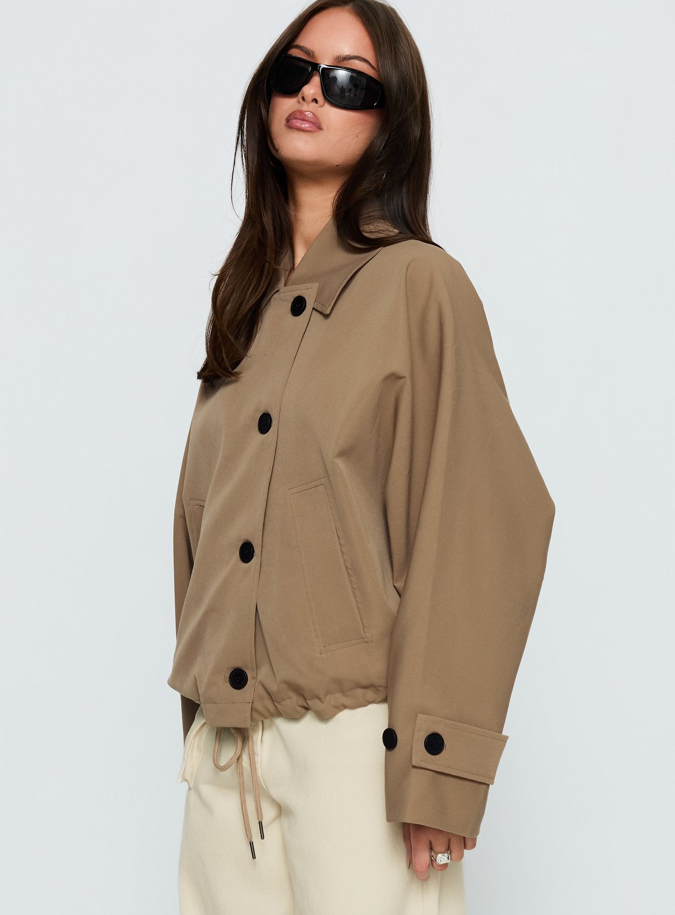 Sandria Cropped Trench Coat Beige