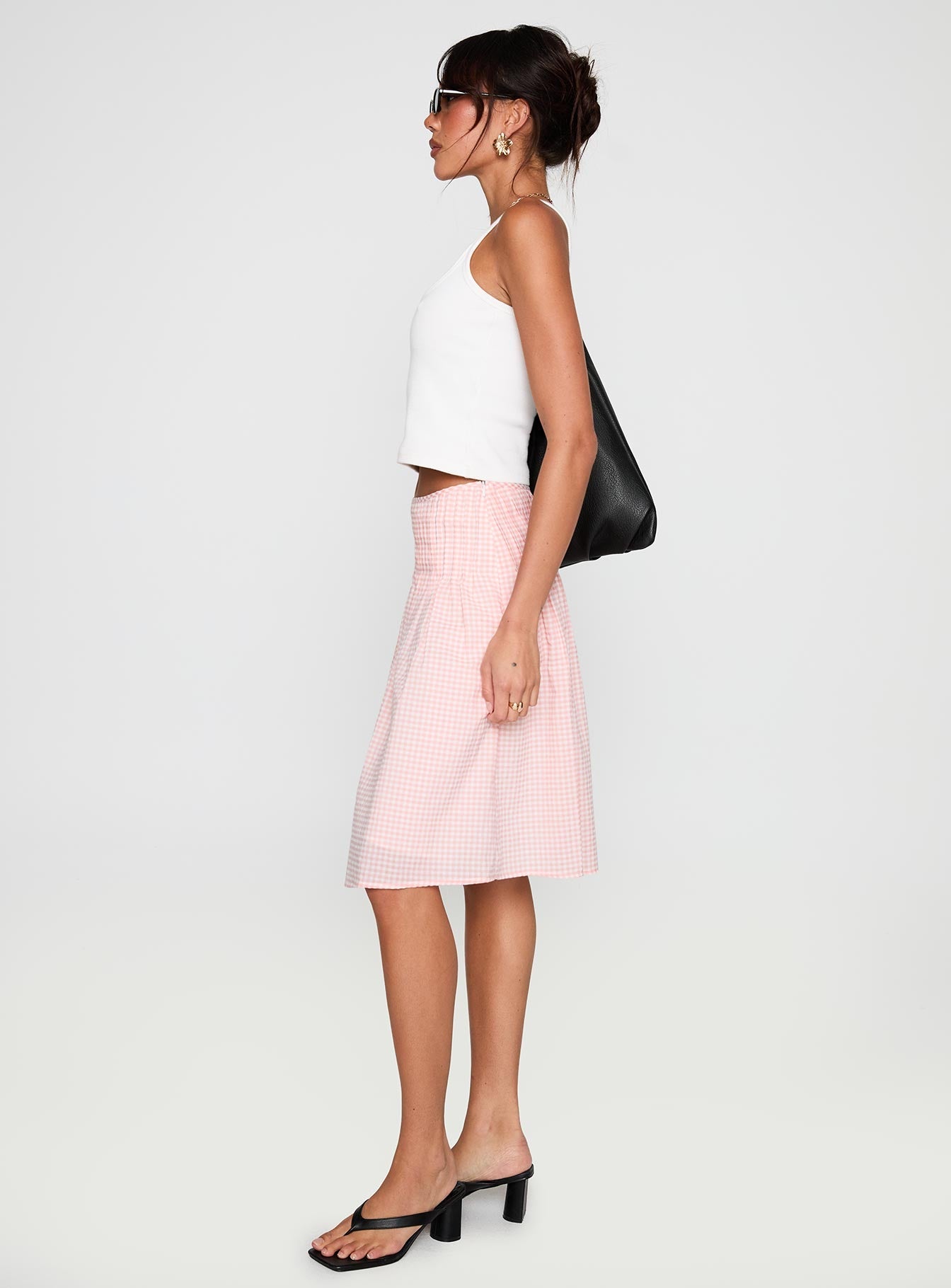 Maryanna Midi Skirt Pink Gingham