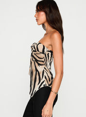 I Wonder Strapless Cut Out Top Tiger