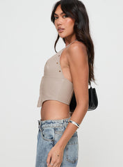 Palladia Faux Leather Jordy Corset Taupe